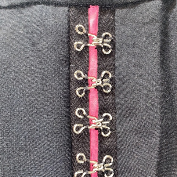 NWT CACHE TUXEDO LINE BLK/PNK HOOK&EYE PNTS SZ 12 - Picture 7 of 16